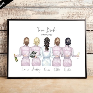 Personalized bridesmaids portrait - Wedding gift - Bachelorette party gift - Witness gift