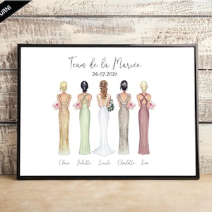 Personalized bridesmaids portrait - Wedding gift - EVJF gift - Witness gift