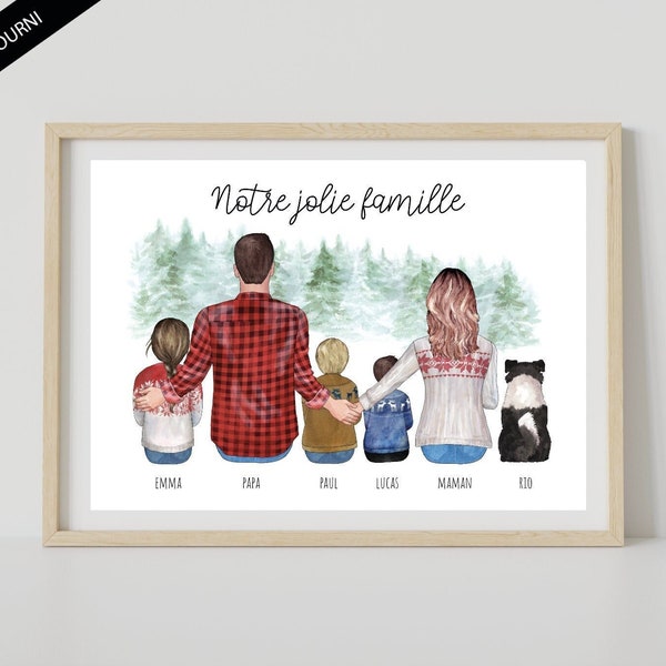 "Christmas Family" poster - Christmas gift - Personalized family portrait