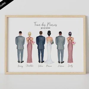 Wedding witness portraits - Personalized bride and groom portrait - Witness gift - Wedding gift