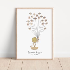 Baptism / birthday footprint tree poster - Baby boy model - Guest book