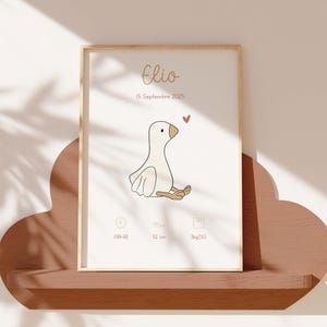 Geburtsplakat "Doudou Oie" - Geburtsgeschenk, Taufgeschenk, personalisiertes Plakat