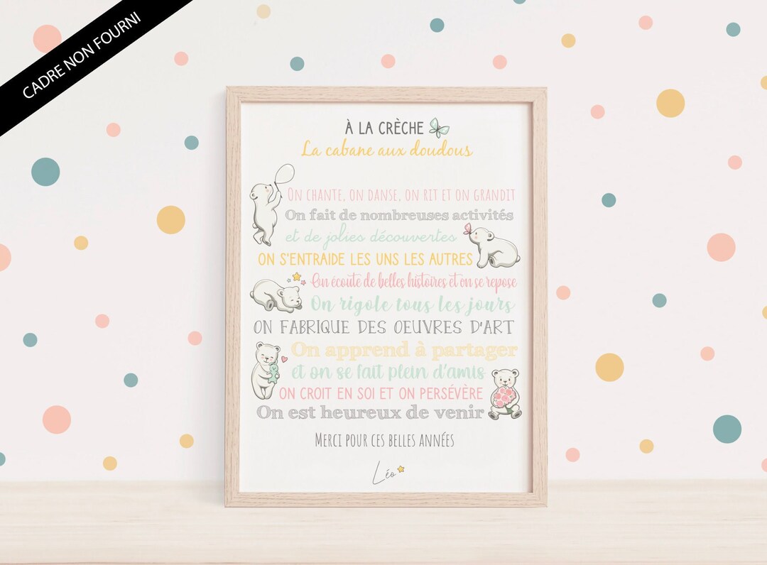 Affiche remerciement crèche / nounou thème ourson Cadeau - Etsy France