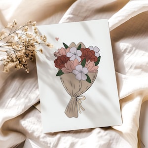 Carte Saint-Valentin "Bouquet de fleurs" - Carte amour