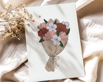 Valentine's Day Card "Bouquet of Flowers" - Love Card