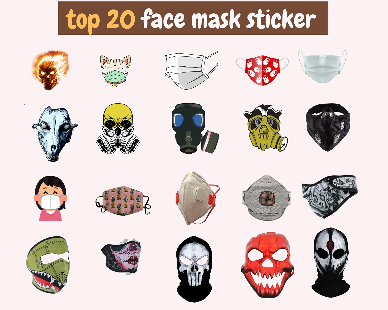 20 Face Mask Sticker Digital Download / Face Mask Planner Etsy