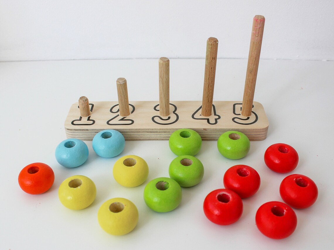 Wooden counting stacker baby educational toy montessori Etsy