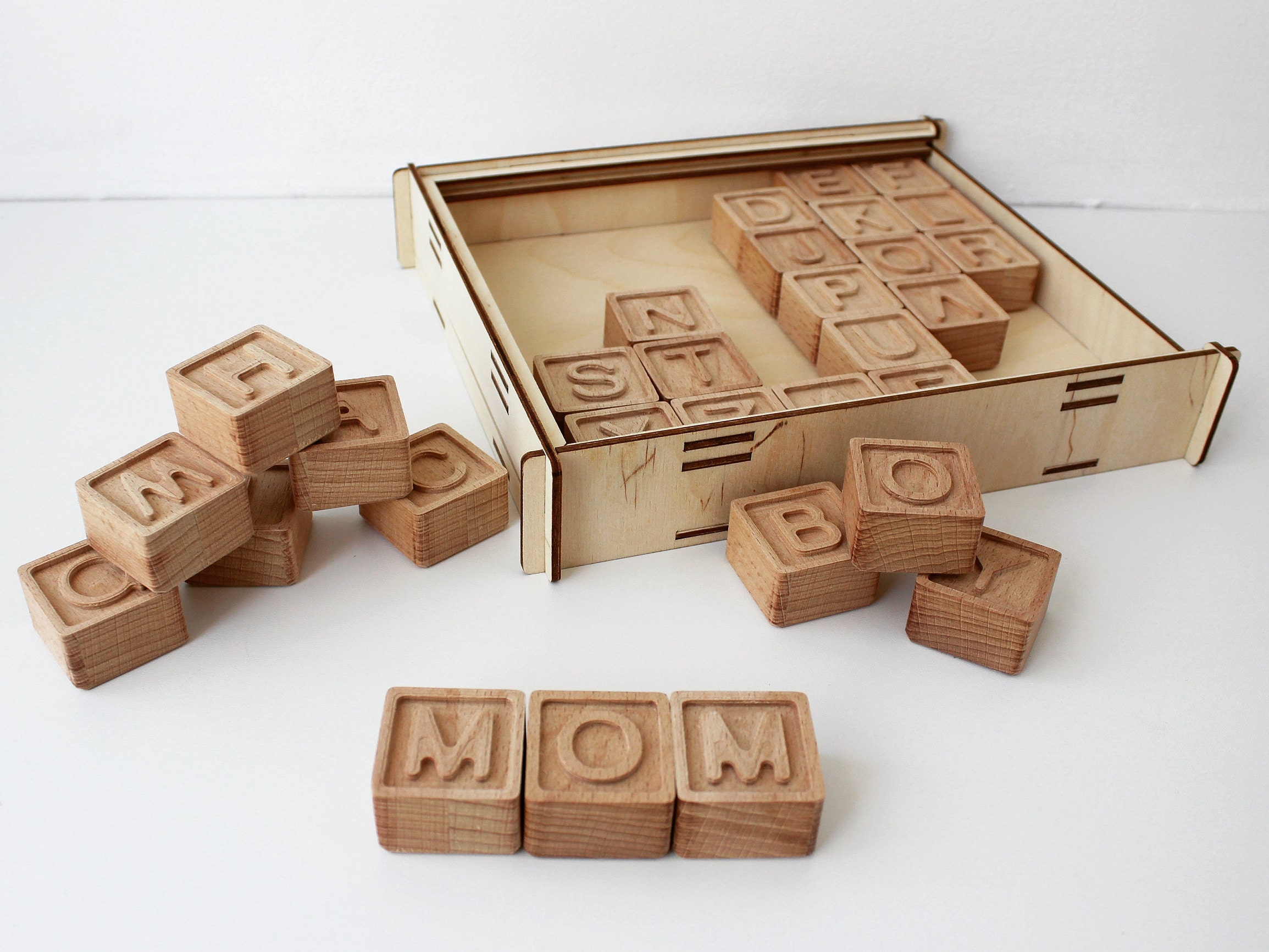 Letras de madera alfabeto inglés Juguete de escuela en casa Etsy