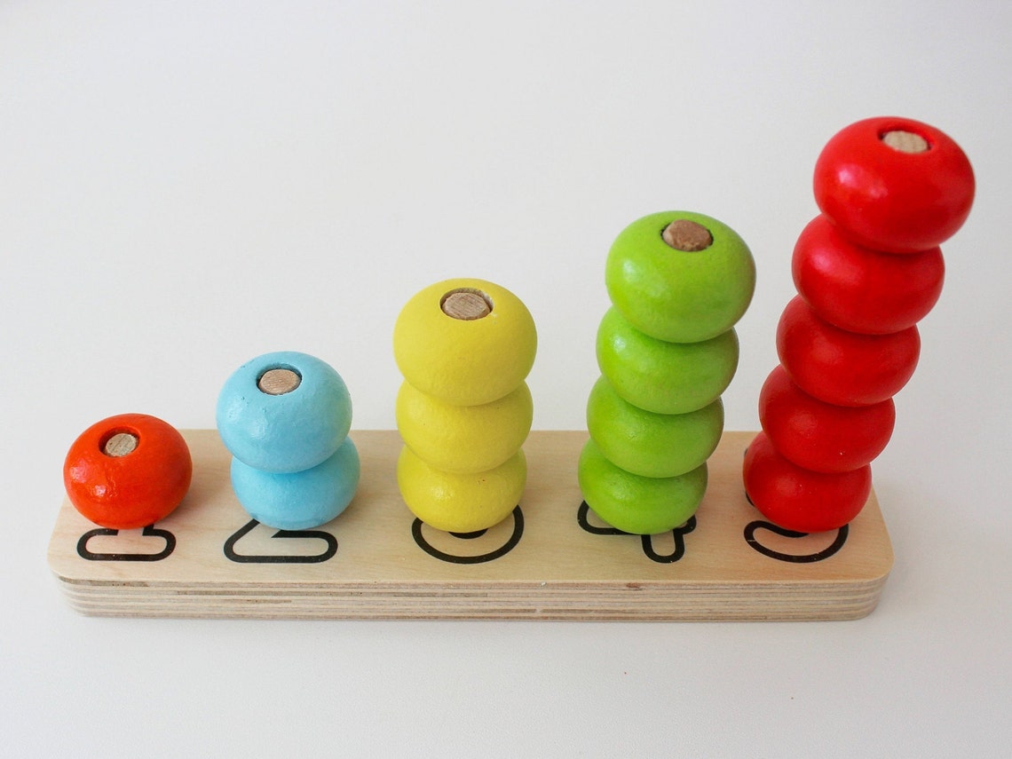 Wooden counting stacker baby educational toy montessori Etsy