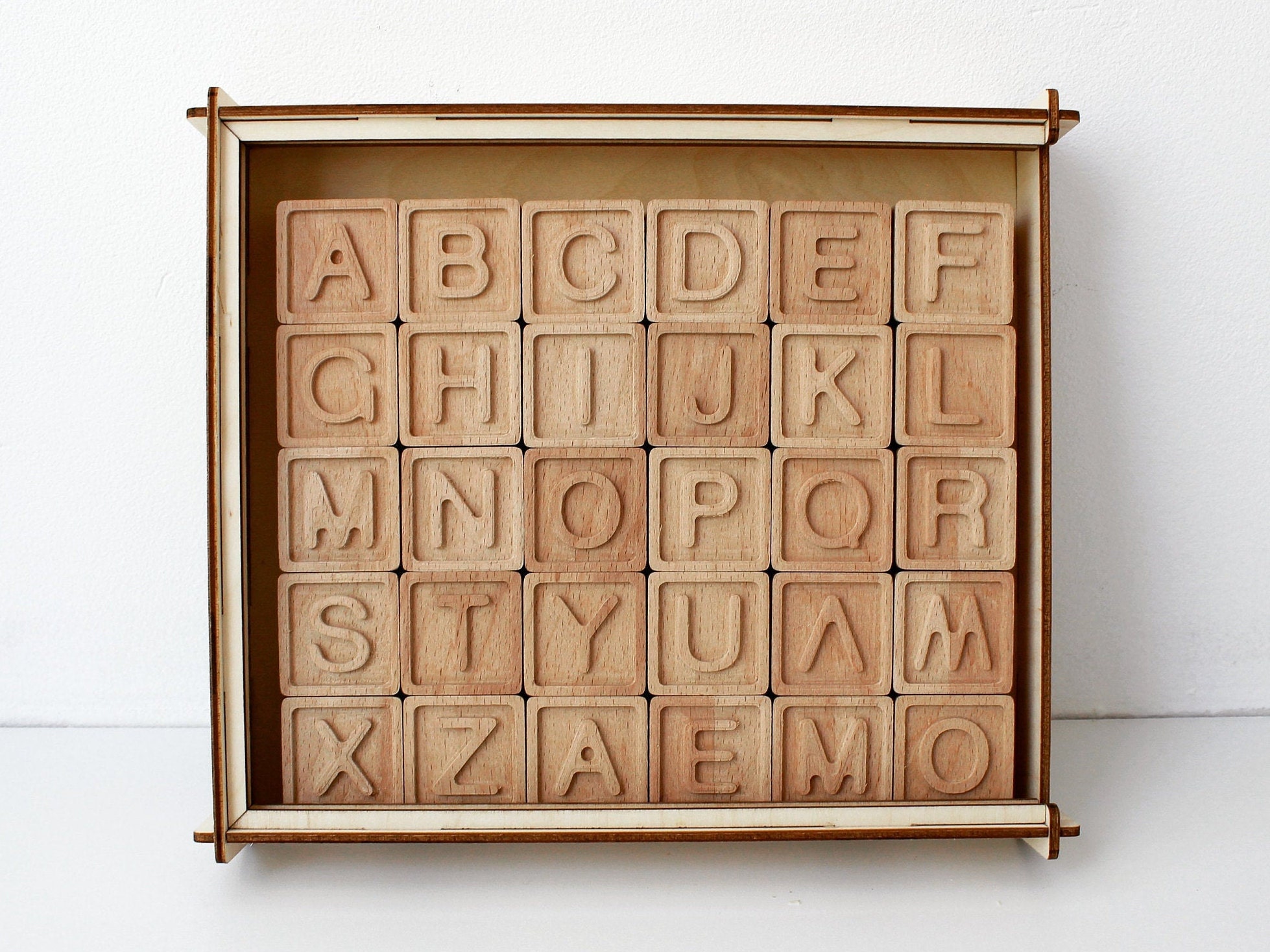 Letras de madera alfabeto inglés Juguete de escuela en casa Etsy