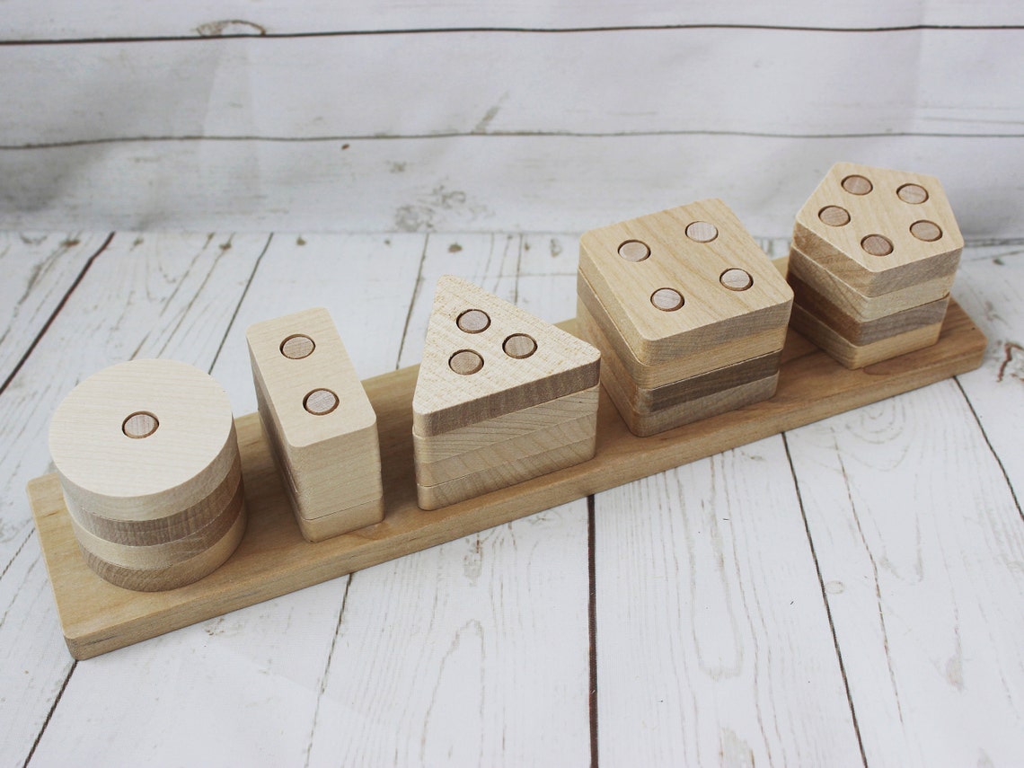 Wooden geometric stacker baby fidget toy montessori | Etsy