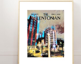 Impresión de arte pop de Allentown, PA: Fotografía del centro (descarga digital)