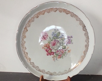 Vintage Berry porcelain cake dish, pie dish, tableware, art decoration, flower dish, made in France