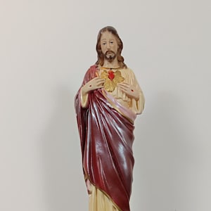 Jesus Christ Sacred Heart statue, rare religious icon, Catholic, Vintage, religious figure
