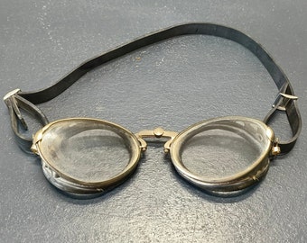 Ancienne paire de lunettes conducteur de train, cheminots, Made in France, lunettes réglables, lunettes aviateur, lunettes moto
