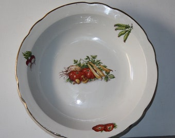 Ancien plat creux blanc décoration légumes, fine French table,Made in France,  Digoin Sarreguemines, vaisselle