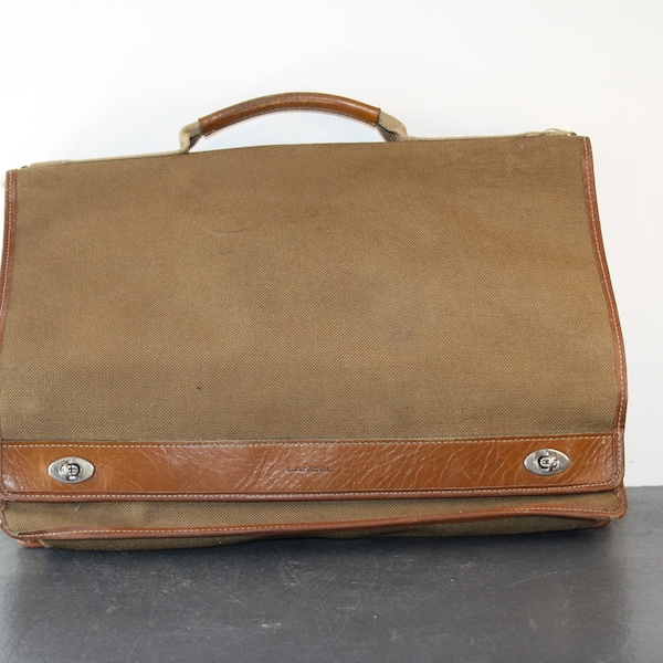 Ancienne sacoche Lancel; cartable , marque de luxe, Lancel, porte-document marron, made in France,