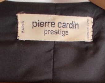 Pierre Cardin black dress, long black shirt dress, wide shoulders dress, black dress, luxury, Pierre Cardin, made in France, PARIS