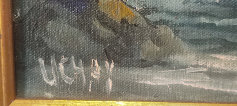 Huile sur toile, Tableau océan, peinture à l'huile mer, creation peintre René Uchay. Peinture 20 ème siècle image 7