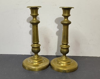 Old Pair of bronze brass candlesticks, Old candlesticks, Candles, candelabra, candle holder