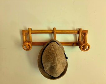 Antique bamboo coat rack with 3 bamboo coat hooks, bamboo hanging, shabby chic, bamboo towel rack, wicker hanging,vintage home