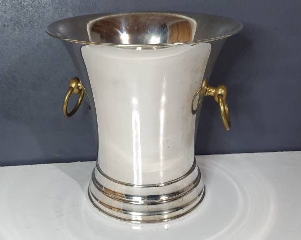 Seau à Champagne Métal et Laiton Vasque Refroidisseur Shabby Chic