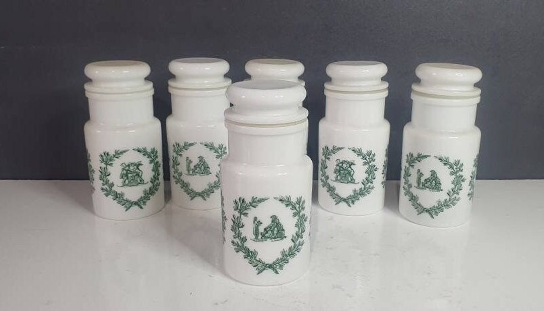 Apothecary Jars Spice Jars Storage Jars Opaline Glass Etsy