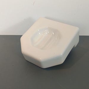 Antique Vintage white glazed ceramic soap dish, sponge holder, dish drainer, Made in France, art decoration, vintage bathroom