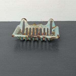 Old Vintage Enameled Soap Dish, Sponge Holder, Dish Drainer, Shabby Chic, Art Decoration