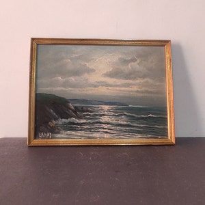 Huile sur toile, Tableau océan, peinture à l'huile mer, creation peintre René Uchay. Peinture 20 ème siècle image 1