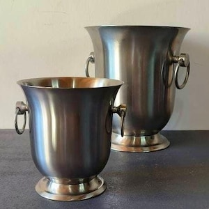 Small Degrenne vintage stainless steel champagne or ice bucket, ice cube cooler, champagne ice bucket, cooler, Made in France