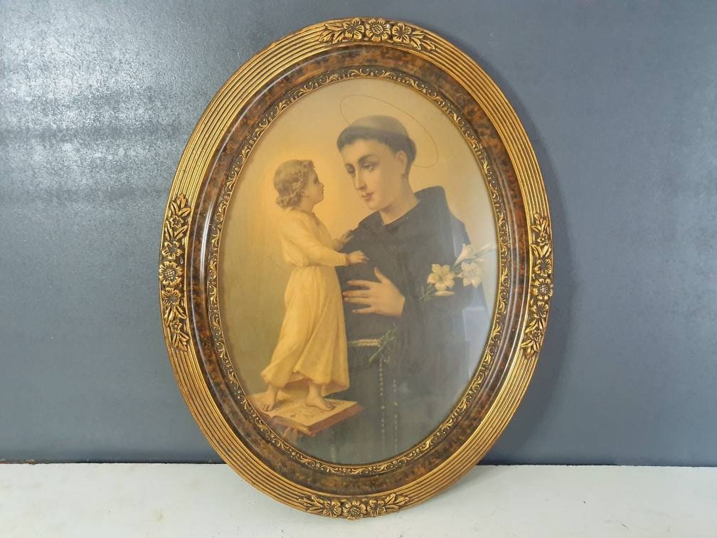 Cadre Saint François D Assise, Sacré Cœur, Relique, Antique, Image Pieuse, Cadre Sous Verre Année 19
