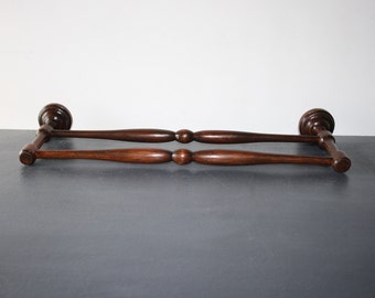 Old wooden towel rack, bathroom storage, bathroom decoration, Made in France, double towel rack, towel rail