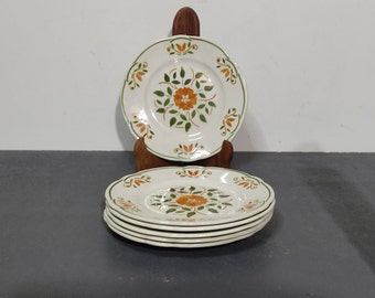 Set aus 6 Vintage-Desserttellern, kleinen Tellern, Kuchentellern, Blumentellern