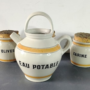 Vintage ceramic pitcher carafe, water jug, water pitcher, water pitcher, Made in France, Bar decoration