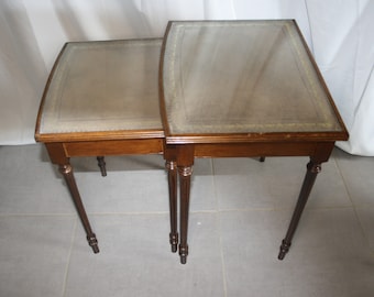 Antique wooden nesting tables, vintage wooden tables, French nesting tables, stacking tables