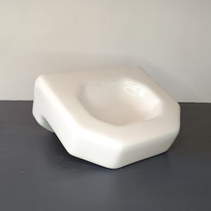 Old Vintage white ceramic soap dish, sponge holder, dish drainer, Made in France, art decoration, vintage bathroom