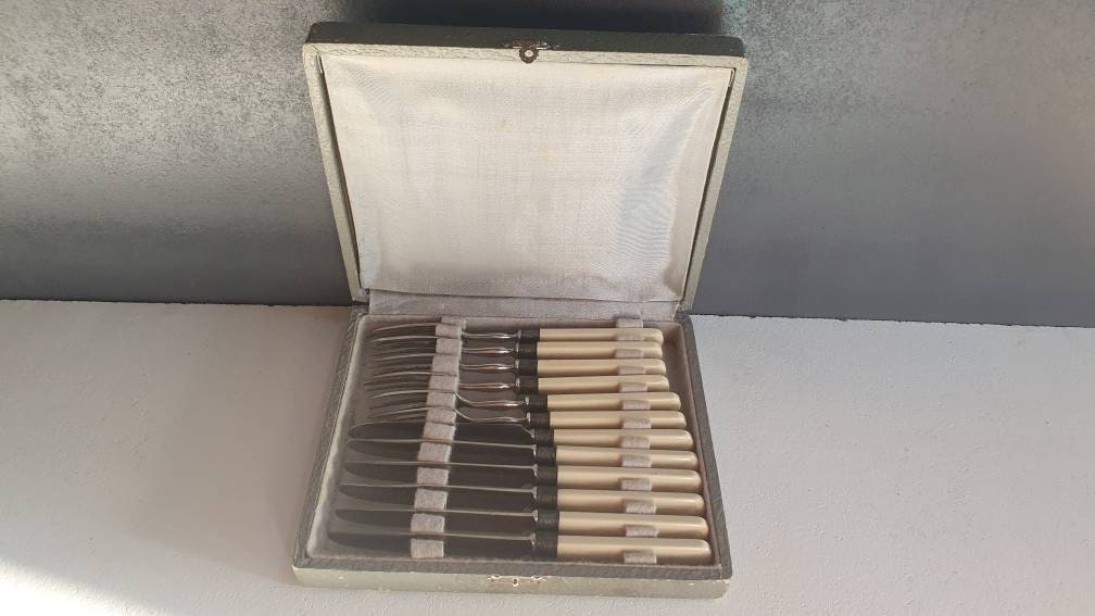 Service à Dessert 6 Couteaux Fourchettes, Made in France, Vintage, Art de La Table, Shabby Chic, Art