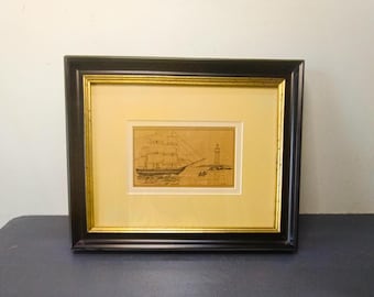 Boat painting Sailboat painting Nautical painting pen ink