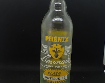 Old bottle of Phénix lemonade, advertising carafe, glass bottle