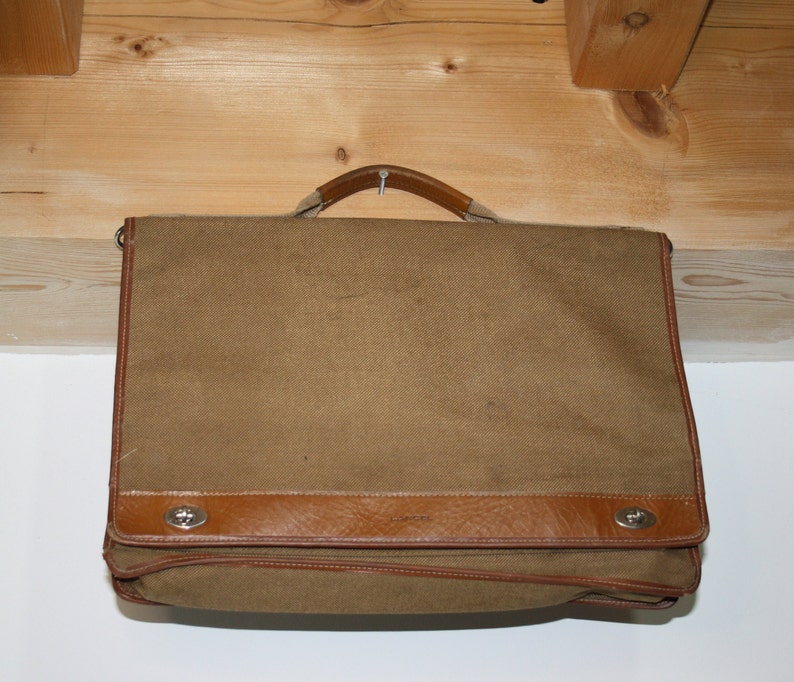 Old Lancel bag satchel, luxury brand, Lancel, brown briefcase, made in France, image 2