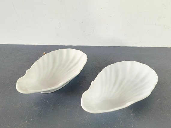 Lot 2 raviers blanc, faïence blanche, Made in France, décoration de table, Plat ovale, coquille d huitres, coquillages