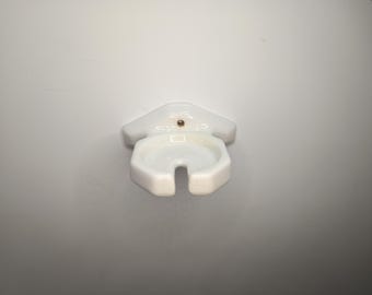 Vecchio porta spazzolino da denti in ceramica bianca vintage, porta spugna, scolapiatti, Made in France, bagno vintage