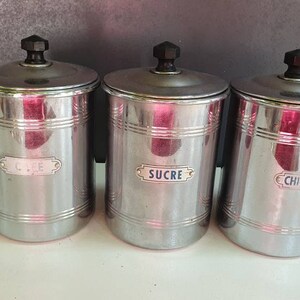 Pots à Sucre, Chicorée, Café en cuivre chromé, art décoration, Cuisine Vintage, shabby chic