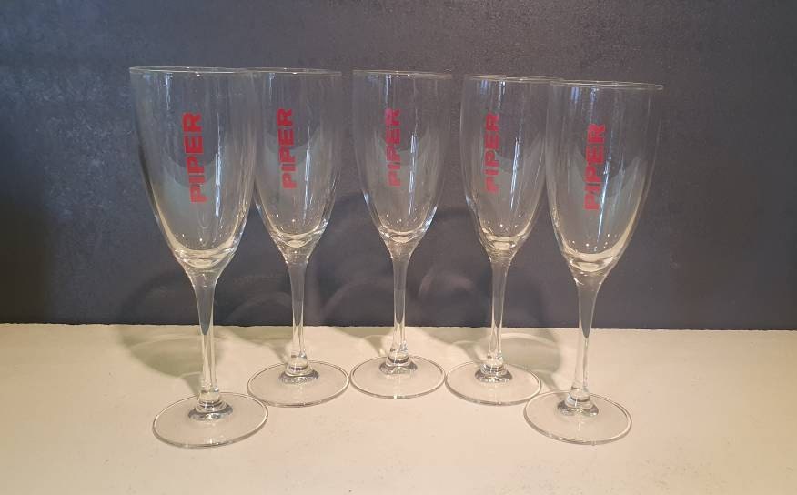 5 Verres Piper Heidsieck, Flûtes à Champagne, Reims