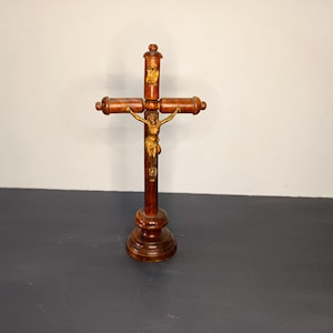 Crucifix Jesus Christ Napoleon III style, Antique brown crucifix