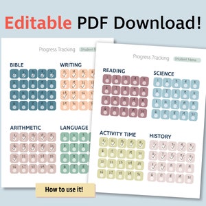 Tracking Lessons Chart, Monthly, Homeschool Progress Tracking, Editable ...