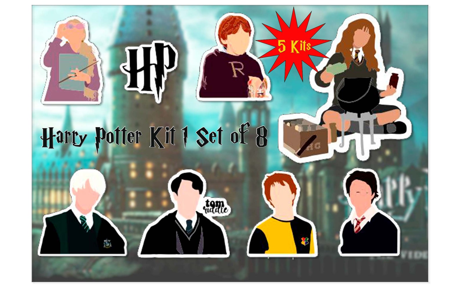Harry Potter Sticker Pack. 5 KIT SET of 8 Matte Vinil on the Etsy