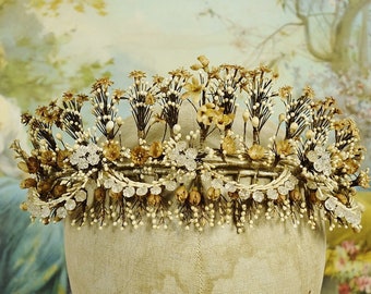 Fantastique antique Français cire bourgeon mariage, mariage, couronne de mariée, diadème, couronne
