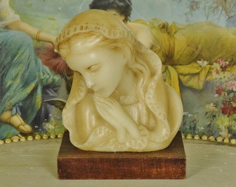 Erhabene antike französische religiöse Wachs Büste / Statue Jungfrau Maria, die Madonna
